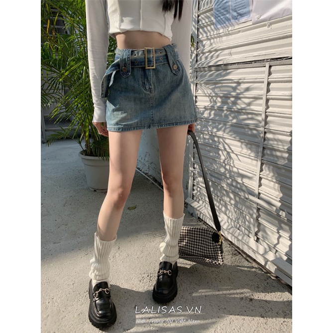 LALISAS Quần short denim Lưng Cao Thời Trang Hàn Quốc Quyến Rũ Cho Nữ