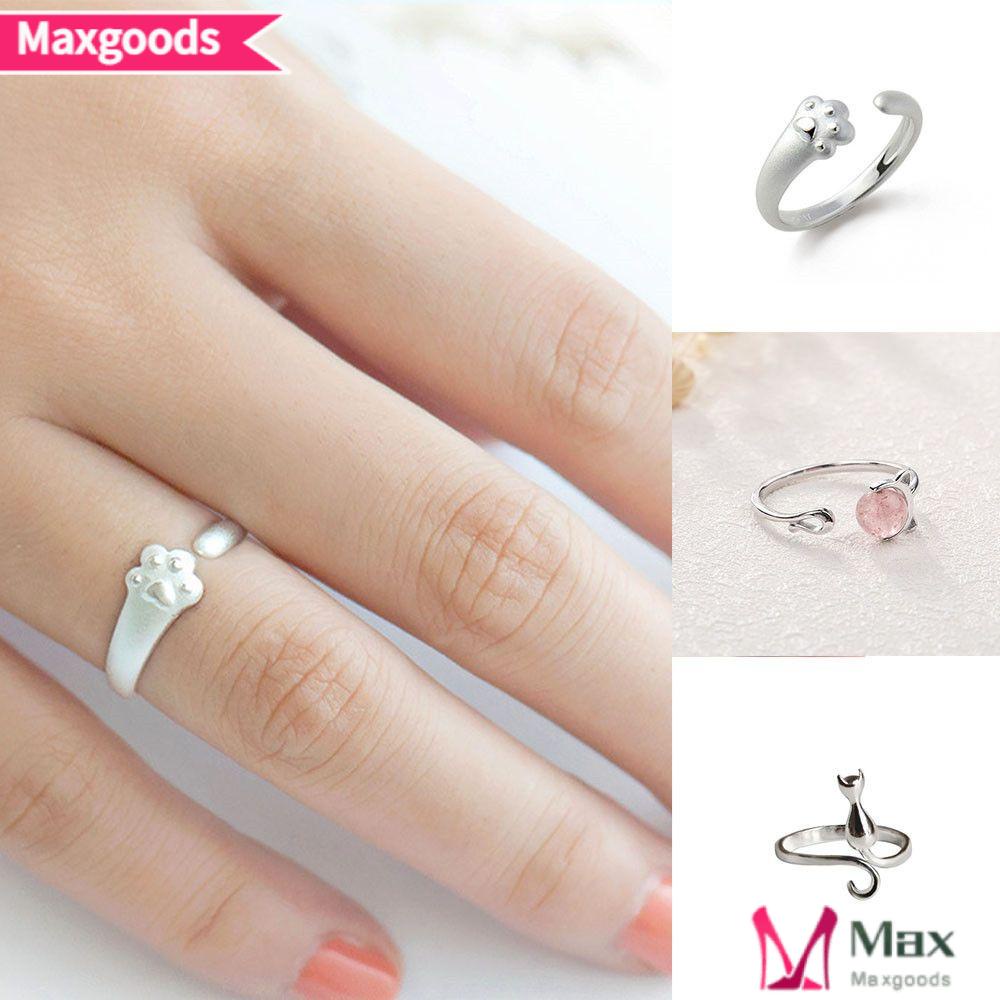 Maxg Nhẫn Hở Bằng Hợp Kim Hình Chân Mèo Nhiều Lựa Chọn Cho Nữ
