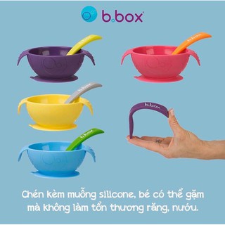 Bộ chén chống trơn và muỗng B.BOX cho bé tập ăn dặm nhiều màu sắc - Herbaby