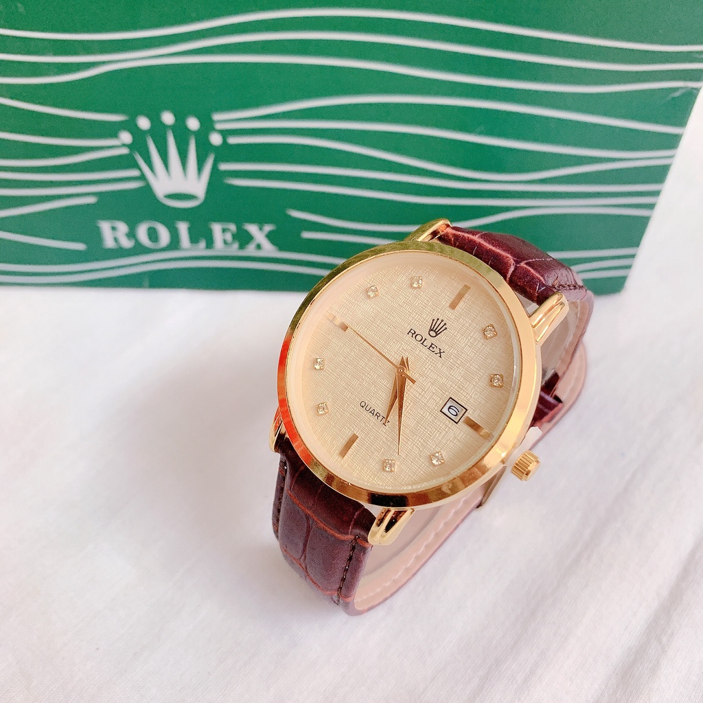 Đồng hồ nam Rolex mặt hạt xoàn dây da cao cấp cho nam giới Kim Kim sang trọng lịch lãm | BigBuy360 - bigbuy360.vn
