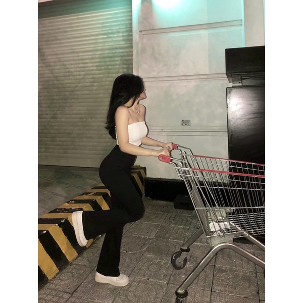 Full set áo ống + quần legging ống loe dáng dài siêu hack dáng