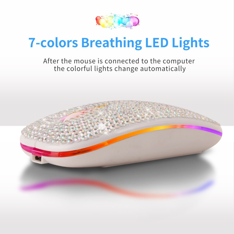 Chuột Không Dây 2.4GHz Đính Đá Pha Lê Lấp Lánh