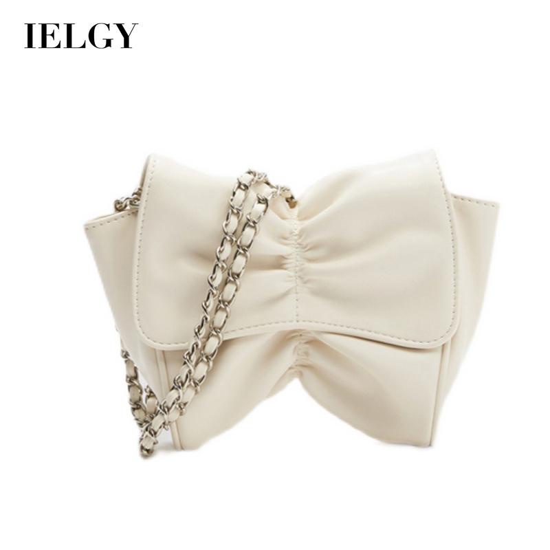 IELGY Túi Đeo Vai Đính Nơ Phối Dây Xích Thời Trang Cho Nữ