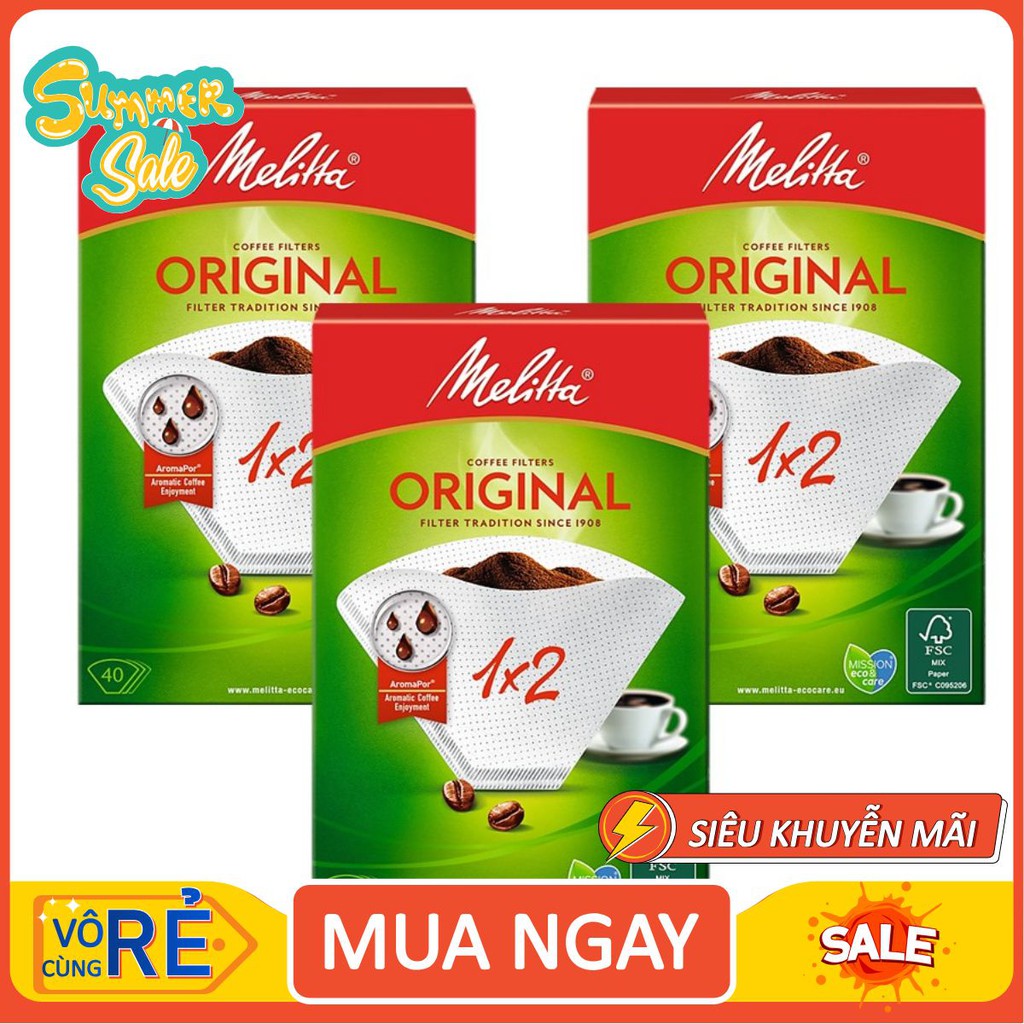 Combo 3 Hộp GIấy Lọc Cà Phê Melitta 1x2-Nhập khẩu chính hãng 100% từ thương hiệu Melitta,Đức [hàng chất lượng]