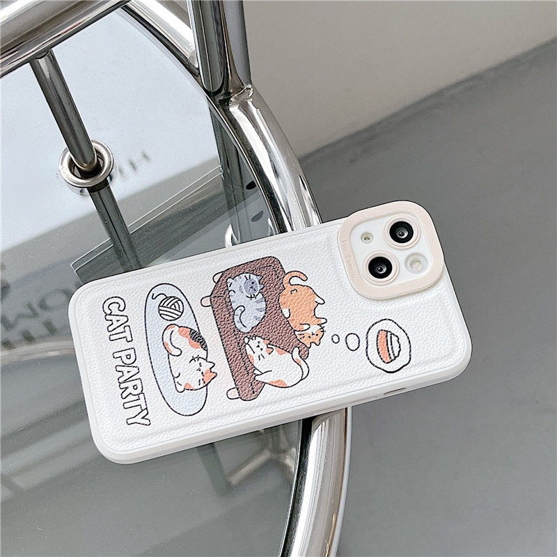 Ốp lưng iphone Ốp Điện Thoại Da Họa Tiết Mèo Xinh Xắn Dành Cho iphone7 / 7plus / 8 / 8plus / xs / 11 / 12 / 13 / pro / max / plus / promax Dinuo case