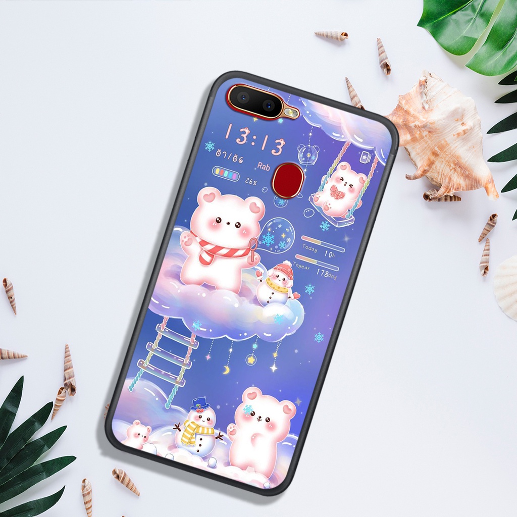 ỐP LƯNG OPPO A5S - A7 - A12 - F9 , IN HÌNH GẤU NÂU CHOCOLATE ĐÁNG YÊU.