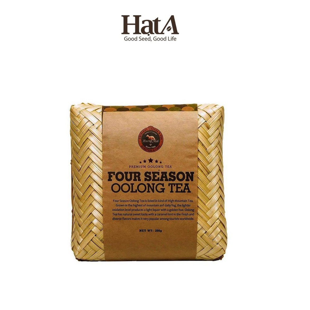 Trà ô long thượng hạng Hương Mai Cafe Premium Four Season Oolong Tea hương vị thanh nhẹ 200gr - đựng trong khay tre