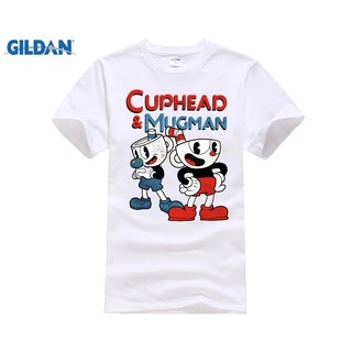 Áo thun trắng họa tiết Cuphead và Mugman đơn giản dễ thương