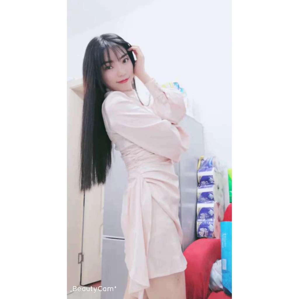 [Sẵn Hàng]♥️Đầm,Váy Lụa Xẻ Ngực Nhún Eo Ulzzang(ảnh thật)Size S,M,L | BigBuy360 - bigbuy360.vn