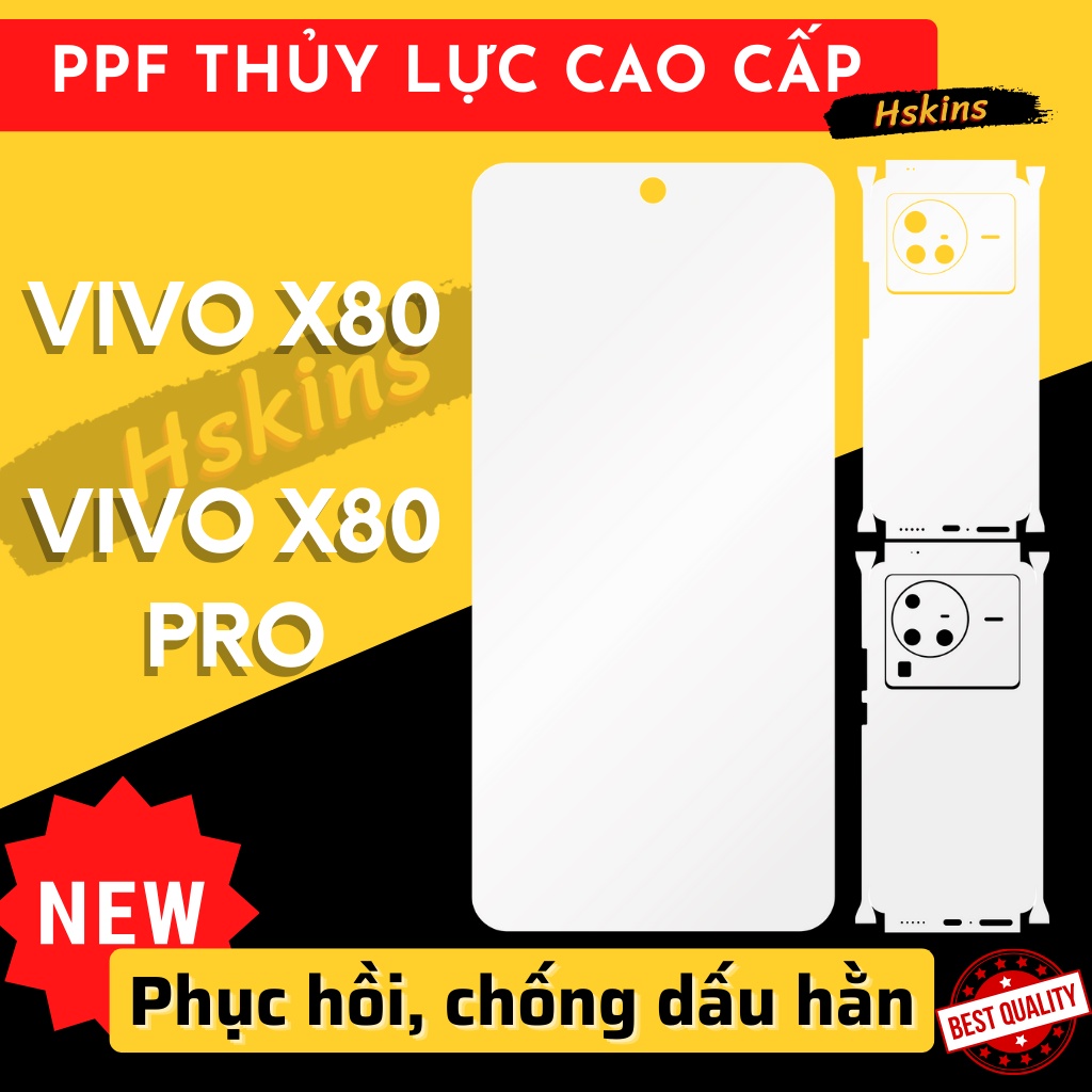 Miếng dán PPF thủy lực Vivo X80 5G / Vivo X80 Pro 5G màn hình, mặt lưng cao cấp