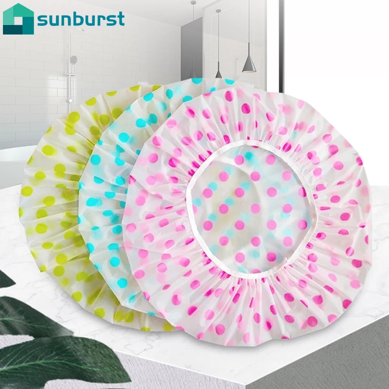 Mũ Trùm Tóc Khi Tắm Co Giãn Họa Tiết Chấm Bi Cho Nữ