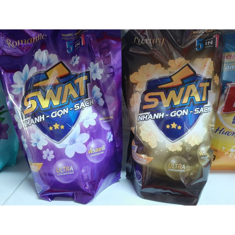 Nước Giặt Xả 5 In 1 SWAT Siêu Thơm Giúp Đánh Bay Vết Bẩn, Diệt Khuẩn Lưu Hương Lâu Túi Siêu Tiết Kiệm