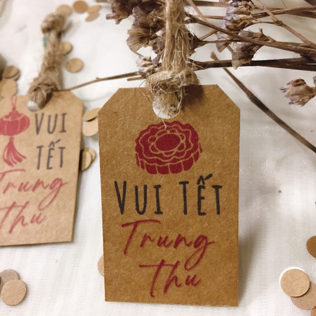 40 Tag kraft 3x5cm Tết Trung Thu  treo hộp quà/ chai lọ/ túi