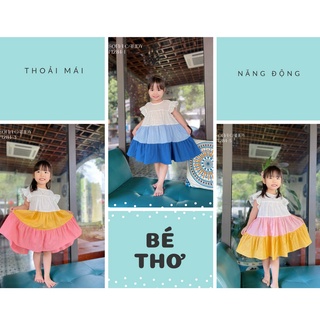 Váy hè cho bé gái Sofia Candy màu hồng, xanh, đầm đi biển cho bé từ 1 tuổi đến 10 tuổi