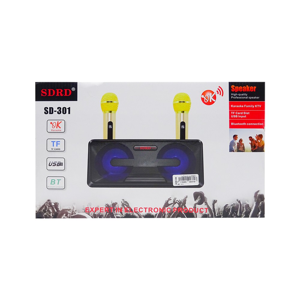 Loa Karaoke SDRD SD-301 kèm 2 mic không dây (giao màu ngẫu nhiên)