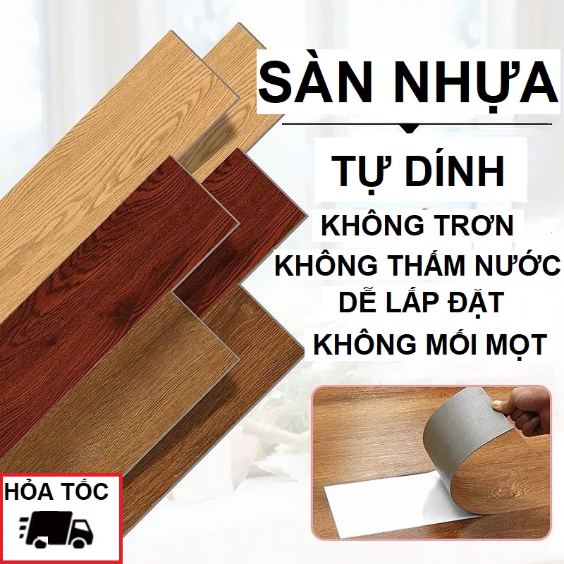 Sàn Nhựa Giả Gỗ Tự Dán Sẵn Keo, Kích Thước 91.5x15.4