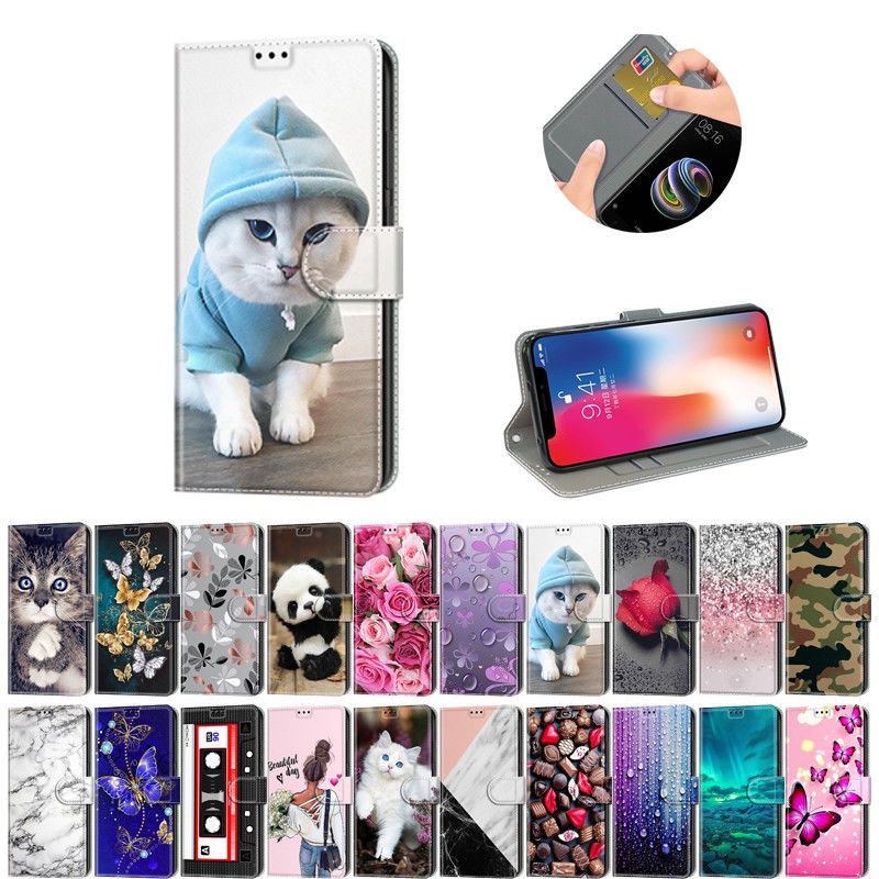 Bao Da Điện Thoại Nắp Lật Từ Tính Vẽ Hình Sáng Tạo Cho Samsung A20E A30/A20