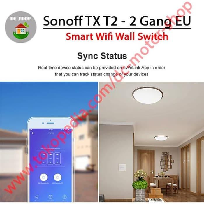 Công Tắc Cảm Ứng Gắn Tường Sonoff Touch Eu T1 2 Gang Wifi-Fi Rf 433mhz - Tx T2 Eu 2gang