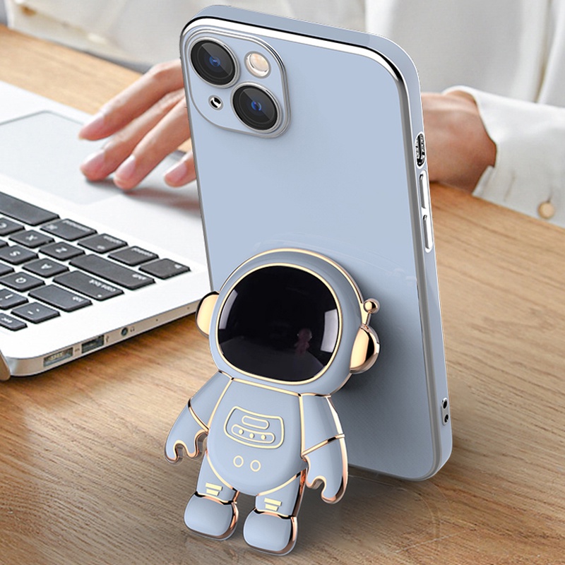 Ốp Điện Thoại Họa Tiết Hoạt Hình Mạ Điện Kèm Giá Đỡ Cho IPhone 13 12 11 Pro Max