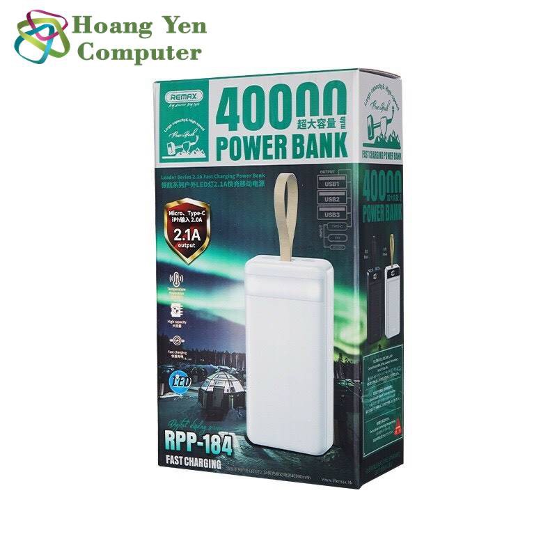 Sạc Dự Phòng Remax RPP-184 40000mAh Lõi Polymer 3 Cổng Sạc Vào, 3 Cổng Sạc Ra