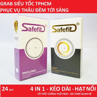 Bộ 2 hộp bao cao su gân gai - thuốc safefit 4in1 - Prolong ( hộp 12 cái )
