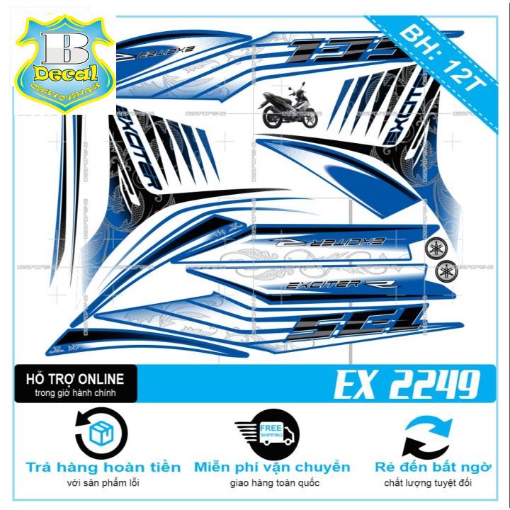 ( Quí khách vui lòng mang ra tiệm cho thợ dán ) Tem EX 2011 HOA VĂN TRẮNG XANH GP [Bi Decal]