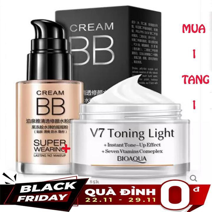 Kem nền che khuyết điểm BB tặng kem dưỡng trắng da mặt V7
