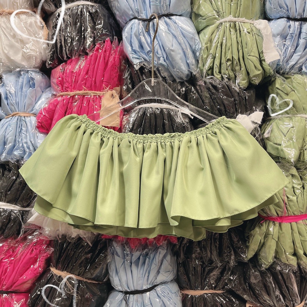 Áo trễ vai nữ tay ngắn trễ vai croptop phối bèo 1 tầng về nhiều màu hot trend - AO073