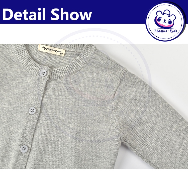 Áo Khoác Len Tay Dài Màu Trơn Dễ Thương Cho Bé 1-6 Tuổi