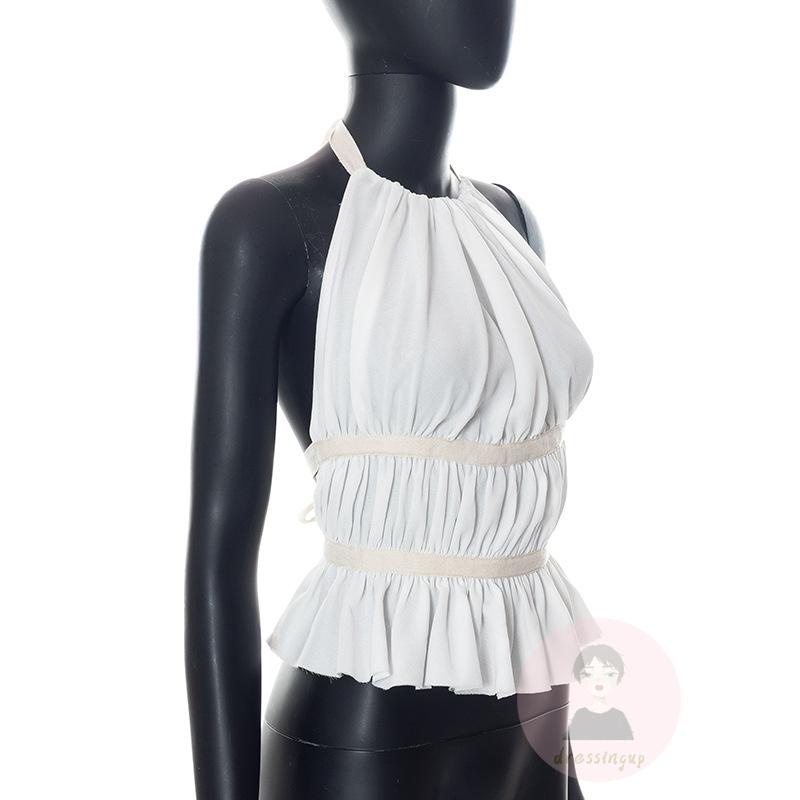 Áo Nữ Không Tay Nhún Bèo Hở Lưng Thời Trang