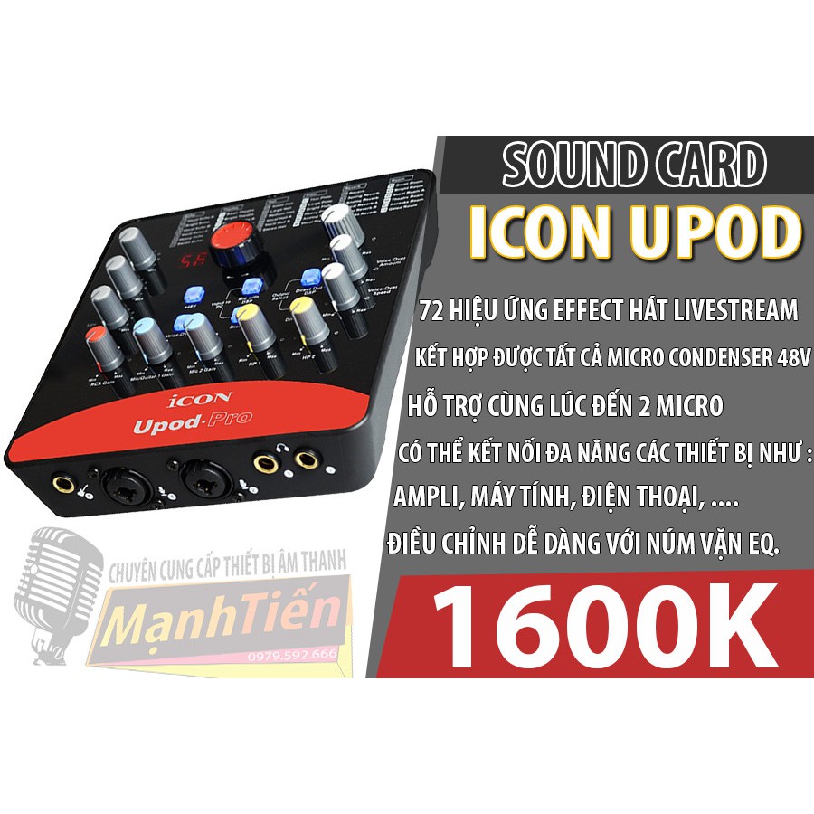 [Siêu Sale] Soundcard thu âm Icon Upod Pro - chuyên hát karaoke, thu âm, livestream.. hàng chuẩn chính hãng