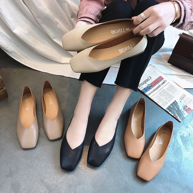 Giày Búp Bê Mũi Vuông Phong Cách Hàn Quốc Thanh Lịch Dành Cho Nữ | BigBuy360 - bigbuy360.vn