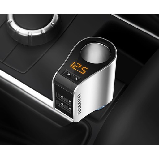 Tẩu sạc Hyundai HY10 cao cấp 1 tẩu tròn (3 USB nhỏ) Sạc nhanh 3.1A hàng tốt