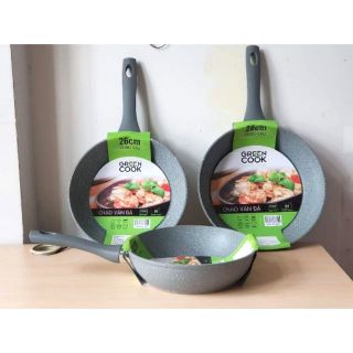 Chảo vân đá chống dính GREEN COOK 26cm. Hàng kmai của nutrifood