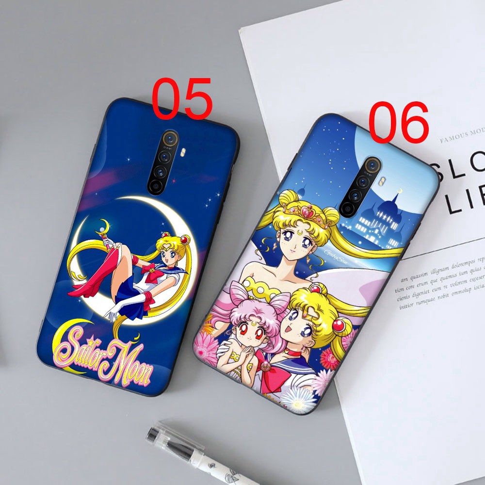 Sailor Moon Ốp Điện Thoại Mềm Viền Đen Hình Thủy Thủ Mặt Trăng Cho Realme C17 C15 C12 C11 C3 C2 C1