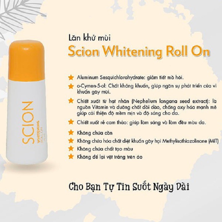 Lăn khử mùi Scion Whitening Roll On Nuskin Mỹ 75ml giúp khử mùi và giảm mồ hôi vùng da dưới cánh tay