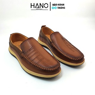 Giày mọi nam, giày lười nam mũi vuông thanh lịch da bò cao cấp cực mềm siêu êm hano 0690
