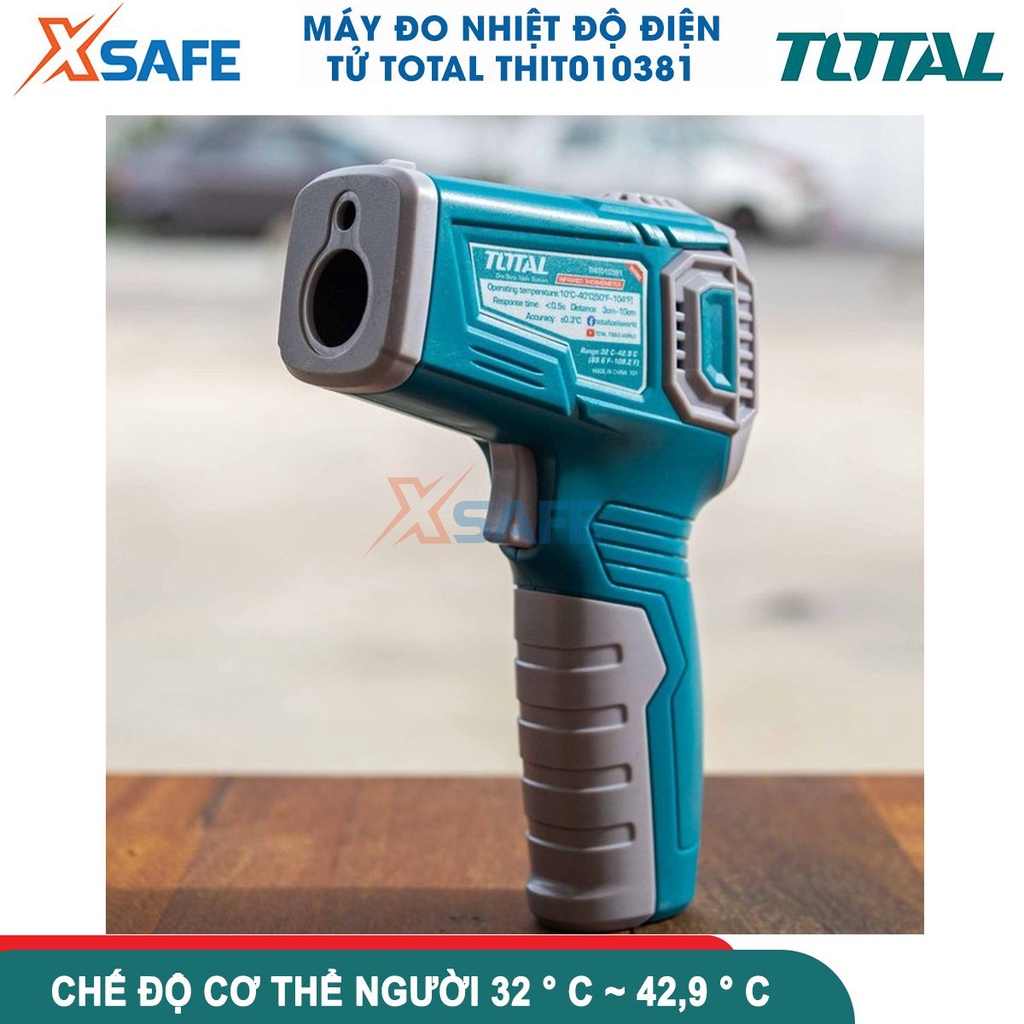 Máy đo nhiệt độ điện tử tia hồng ngoại Total THIT010381 | Sử dụng đo nhiệt độ từ xa, thời gian phản hồi 1 giây [XSAFE]