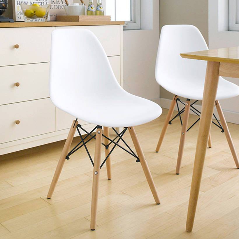 ghế eames nhựa trắng chân gỗ | BigBuy360 - bigbuy360.vn