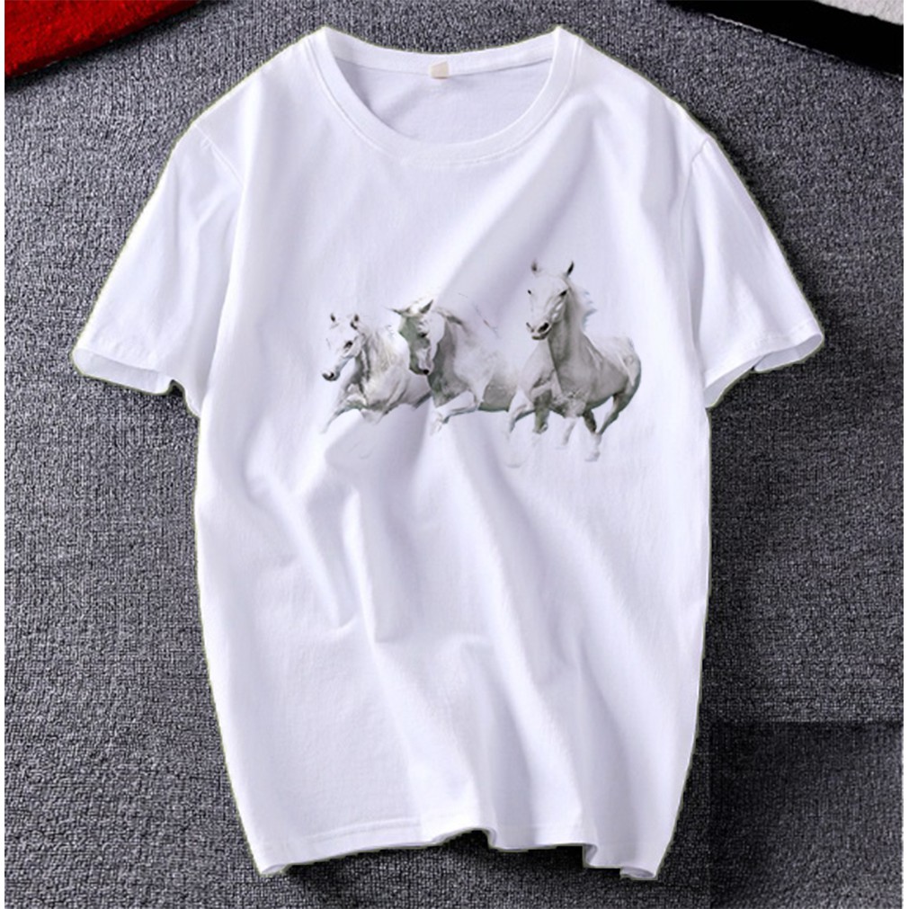 Áo thun Cotton Unisex - 12 Con Giáp - Tuổi Ngọ - Bạch mã phi nước đại