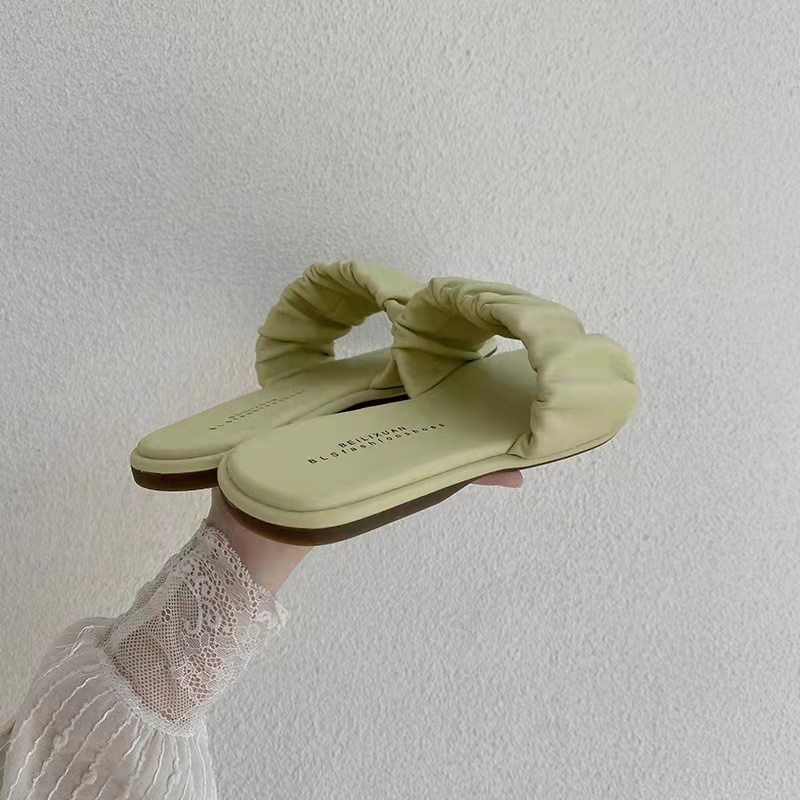 summer green flat slippers