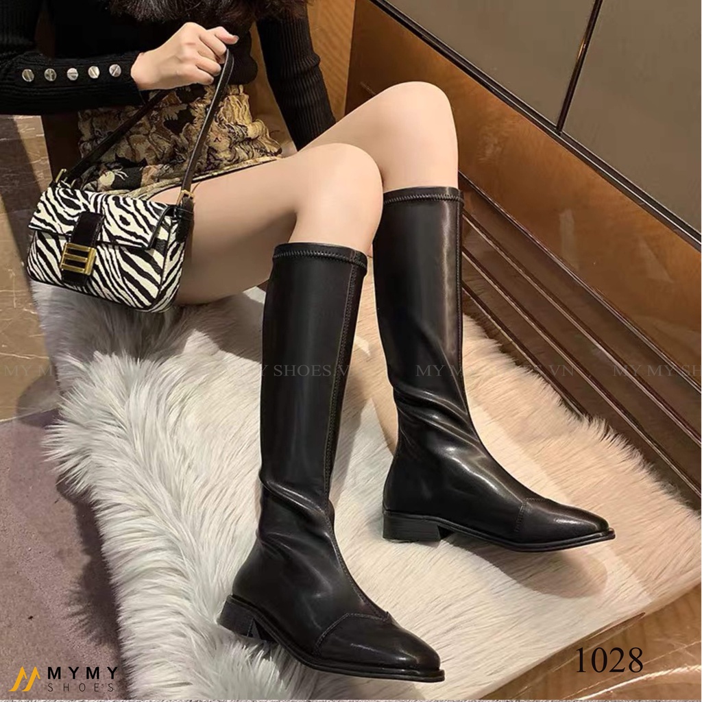 1028 Boot lửng da lì mũi cắt khóa sau 3p | BigBuy360 - bigbuy360.vn