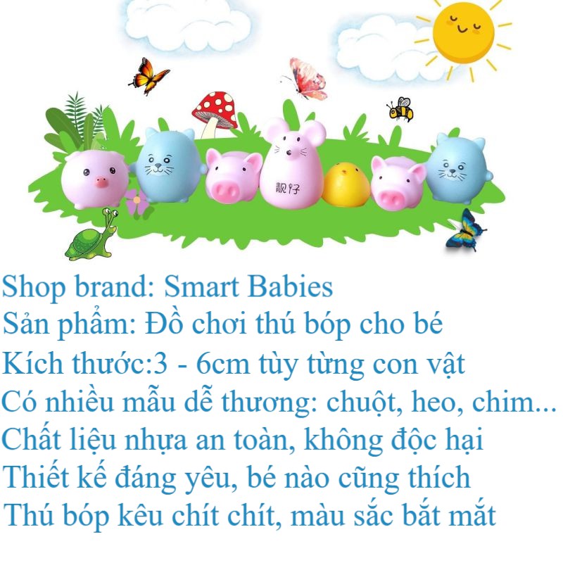 Đồ chơi thú bóp kêu cho bé chít chít nhiều hình đáng yêu cho bé, thú bóp chít chít thả bồn tắm cho bé