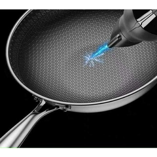 Chảo inox vân tổ ong sâu lòng đáy từ size 32cm