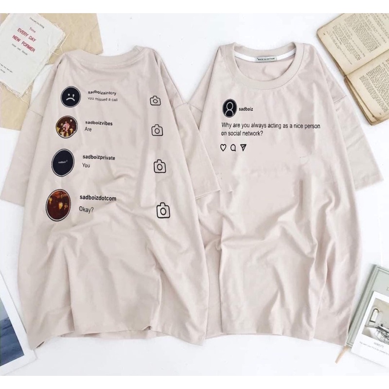 Áo thun cotton tay lỡ dáng tộng SADBOIZ máy ảnh unisex