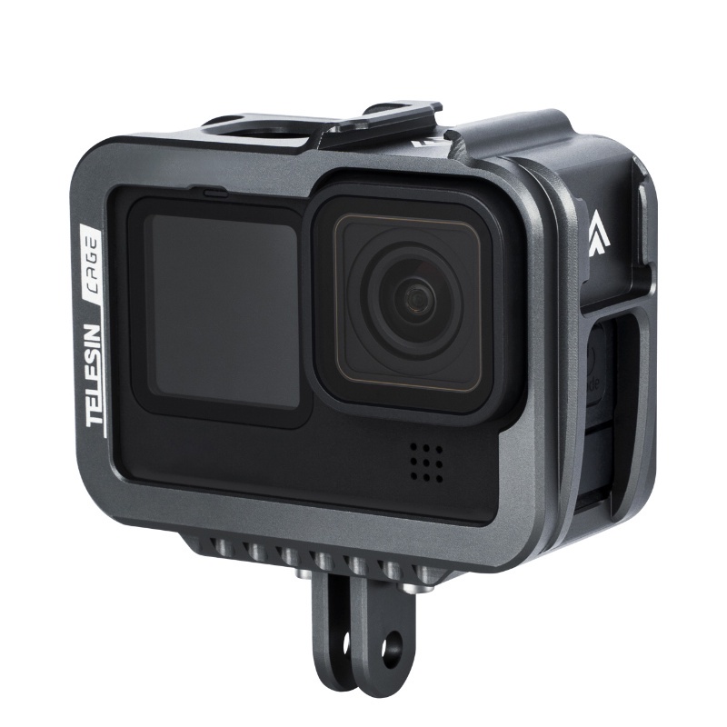 Vỏ Case Hợp Kim Nhôm GoPro 10 9 Telesin Bảo Vệ GoPro Hero 9 10 Chống Va Đập, Hỗ Trợ Nhiều Khe Gắn Thêm Phụ Kiện GoPro