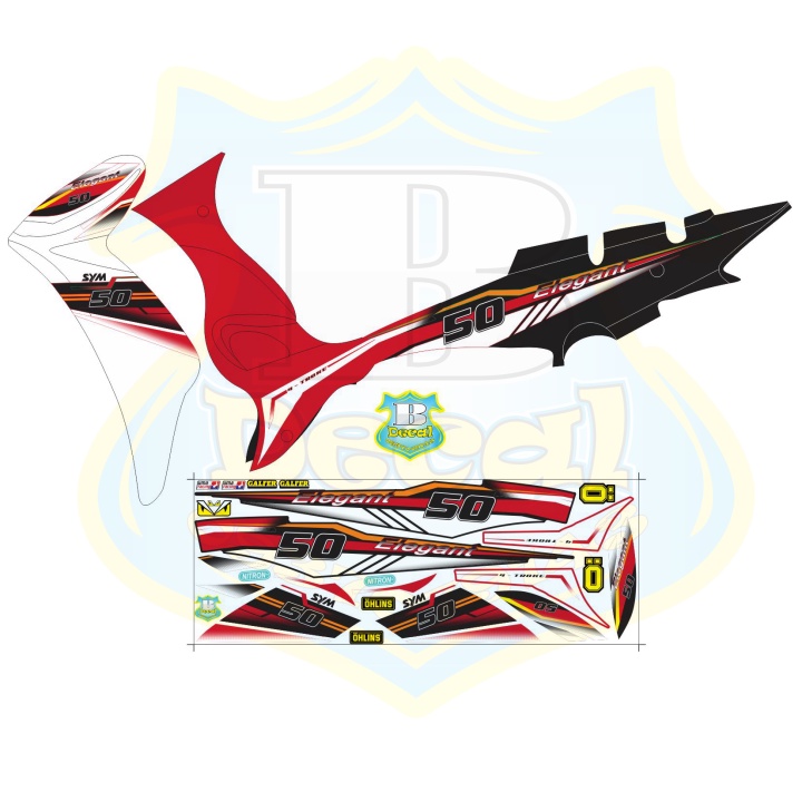 ( Quí khách vui lòng mang ra tiệm cho thợ dán ) Tem elegant 50 2016 mẫu zin trắng đỏ