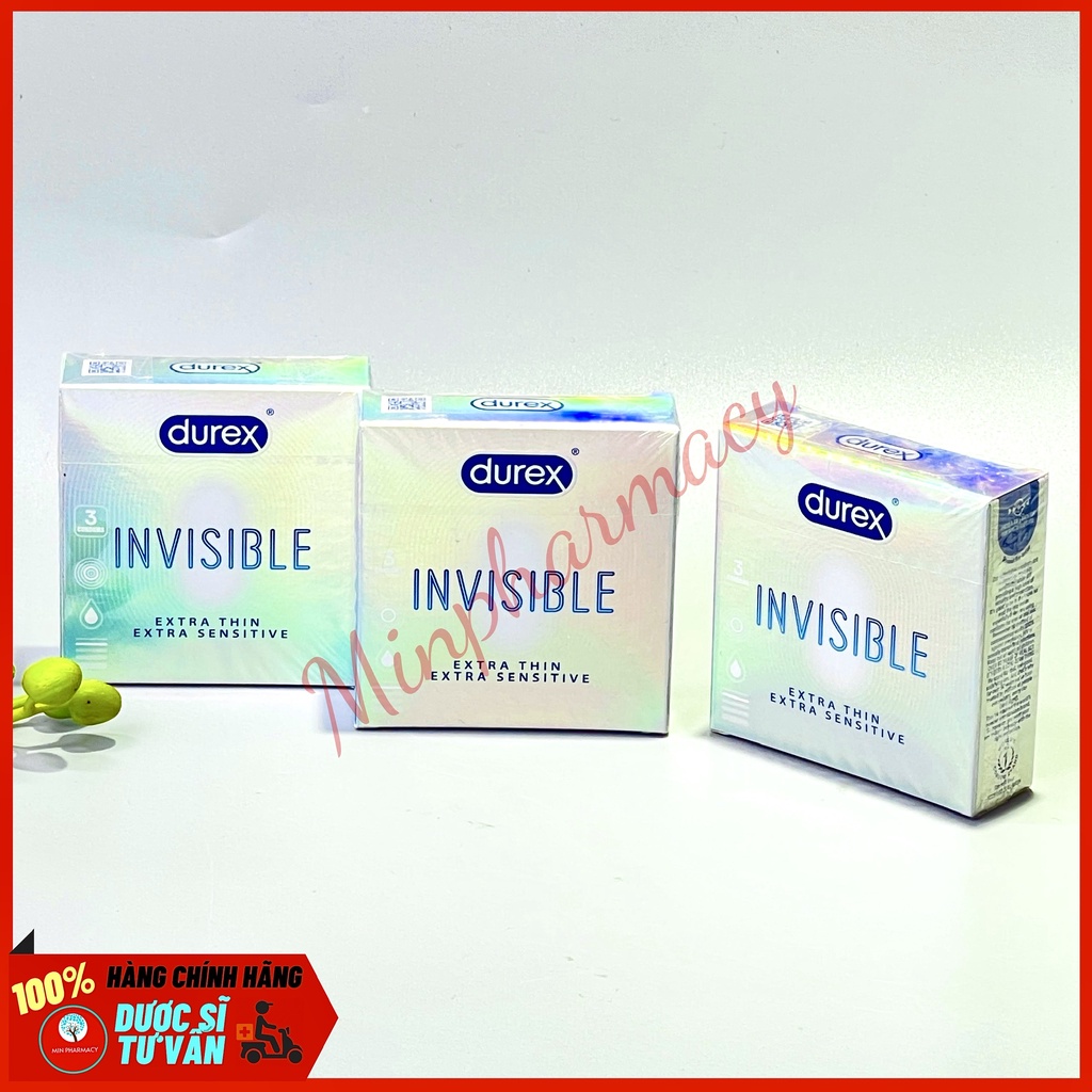 Bao cao su DUREX Invisible Extra thin Siêu Mỏng Che tên sản phẩm - Minpharmacy