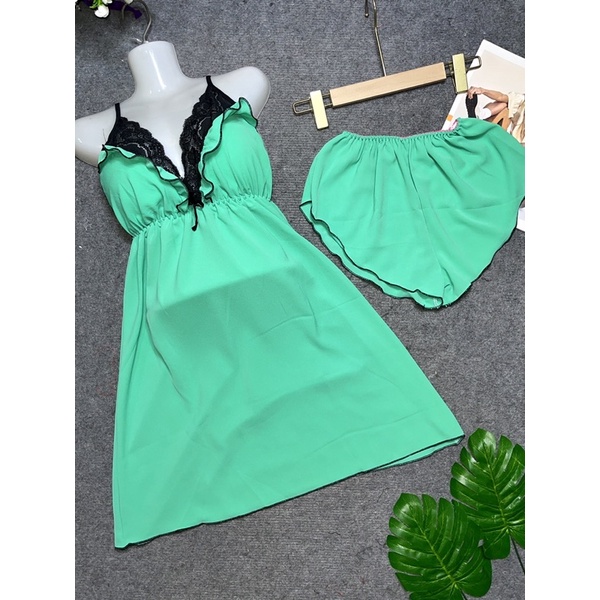 Đầm ngủ voan có mút kèm quần, phom 55kg