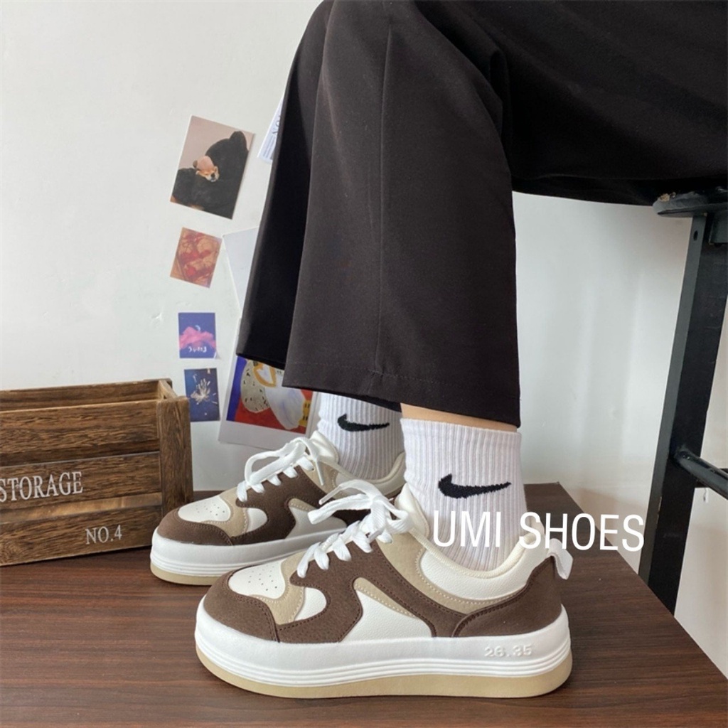 Giày thể thao nữ mã DRT02 nâng độn đế cao 5cm cá tính năng động trẻ trung xinh giá rẻ mẫu mới hót đơn giản màu đen/kem